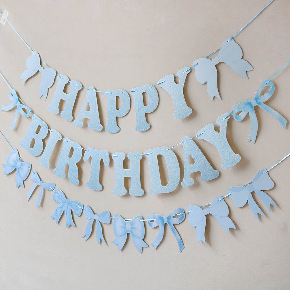 Happy Birthday Letter Birthday Banner with Bows for Boys, Girls