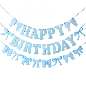 Happy Birthday Letter Birthday Banner with Bows for Boys, Girls