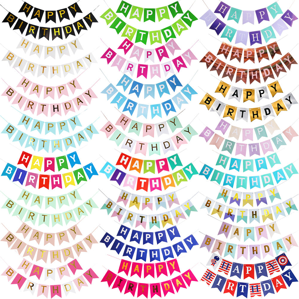 Happy Birthday Letter Birthday Banner with Bows for Boys, Girls