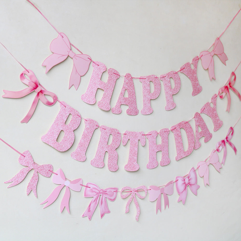 Happy Birthday Letter Birthday Banner with Bows for Boys, Girls
