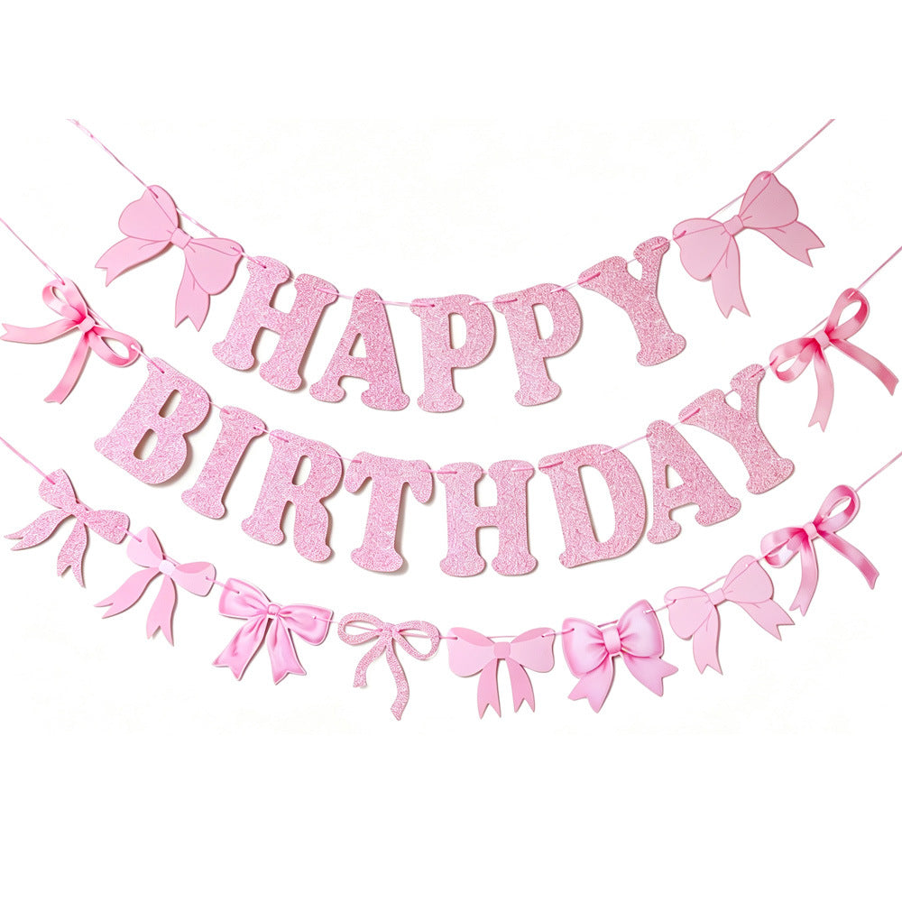 Happy Birthday Letter Birthday Banner with Bows for Boys, Girls