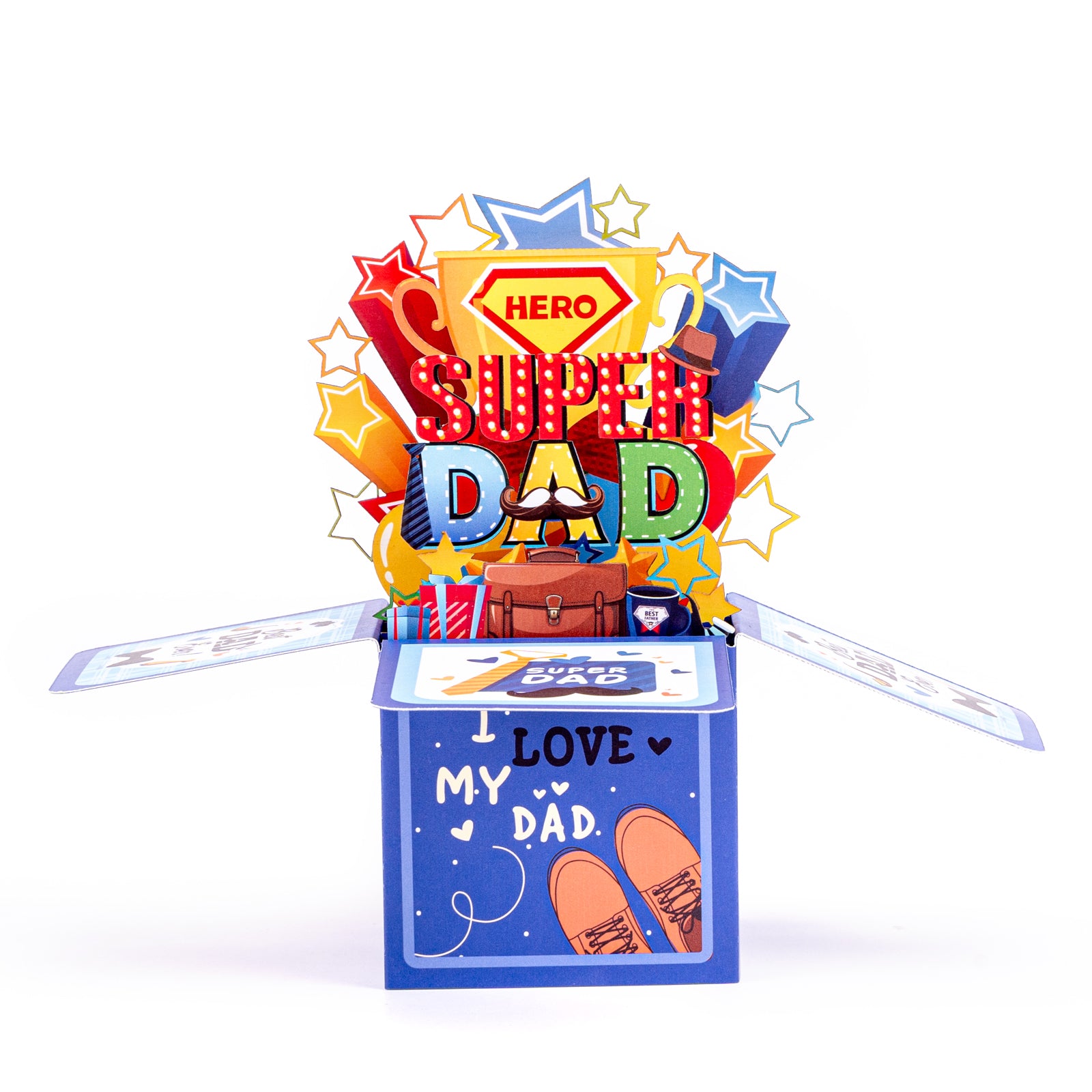 Thksyo Funny Happy Father's Day Pop Up Greeting Cards, Sweet 3D Fathers Day Card from Wife/Son/Daughter, Best Gifts for Father/ Husband/ Him/ Dad