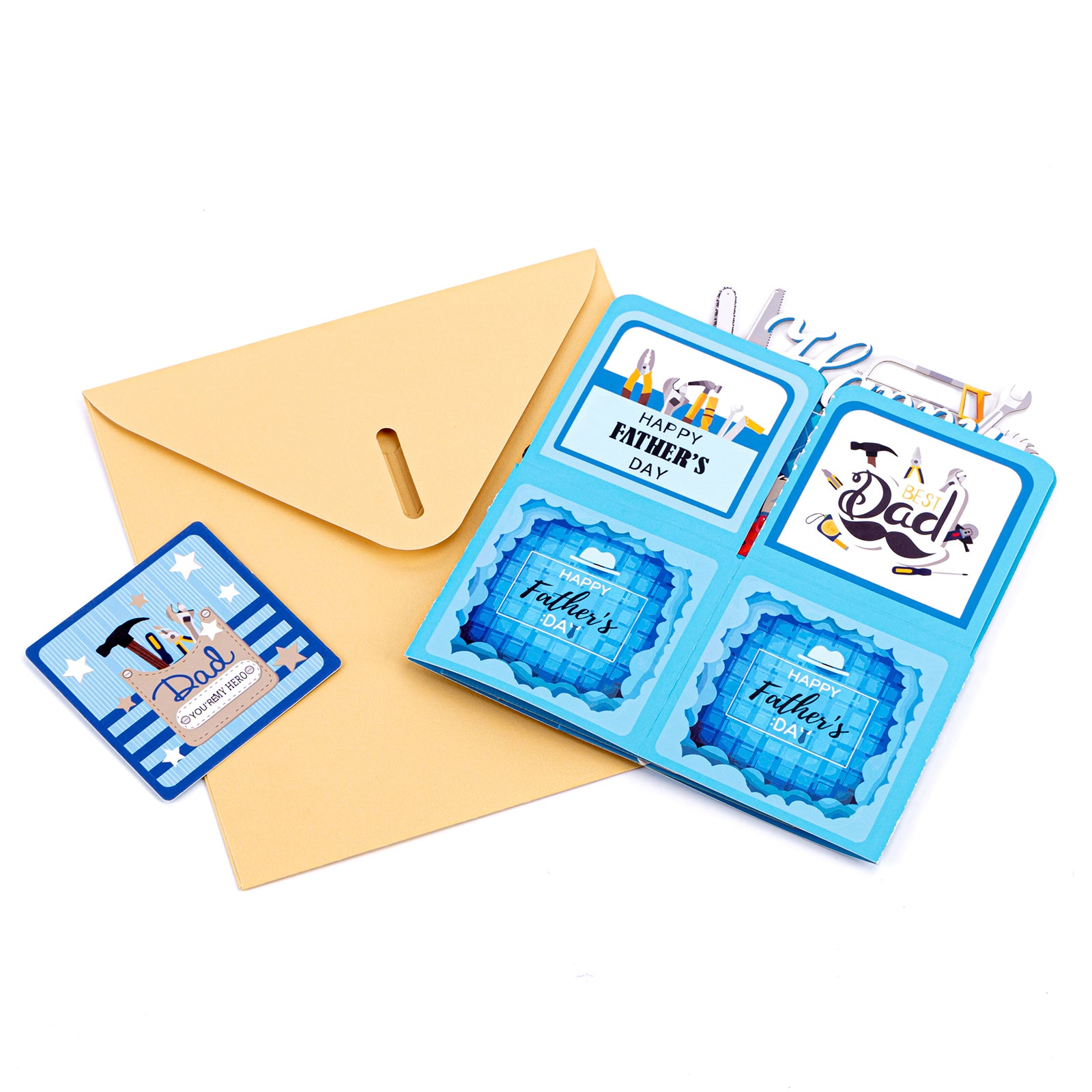 Thksyo Funny Happy Father's Day Pop Up Greeting Cards, Sweet 3D Fathers Day Card from Wife/Son/Daughter, Best Gifts for Father/ Husband/ Him/ Dad