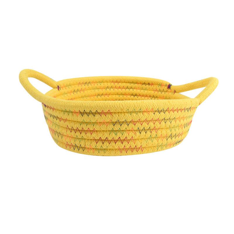 Home Cotton Rope Storage Basket, Small Basket, Cotton Thread Woven Fabric Desktop Storage Basket, Snack Storage and Organization Basket, Miscellaneous Item Basket