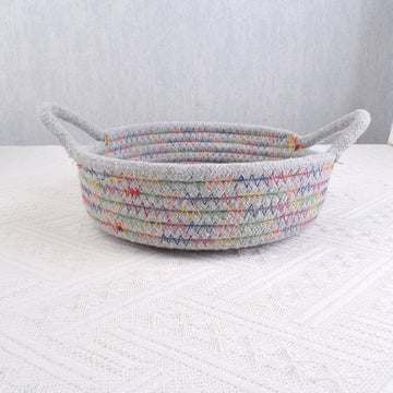 Home Cotton Rope Storage Basket, Small Basket, Cotton Thread Woven Fabric Desktop Storage Basket, Snack Storage and Organization Basket, Miscellaneous Item Basket