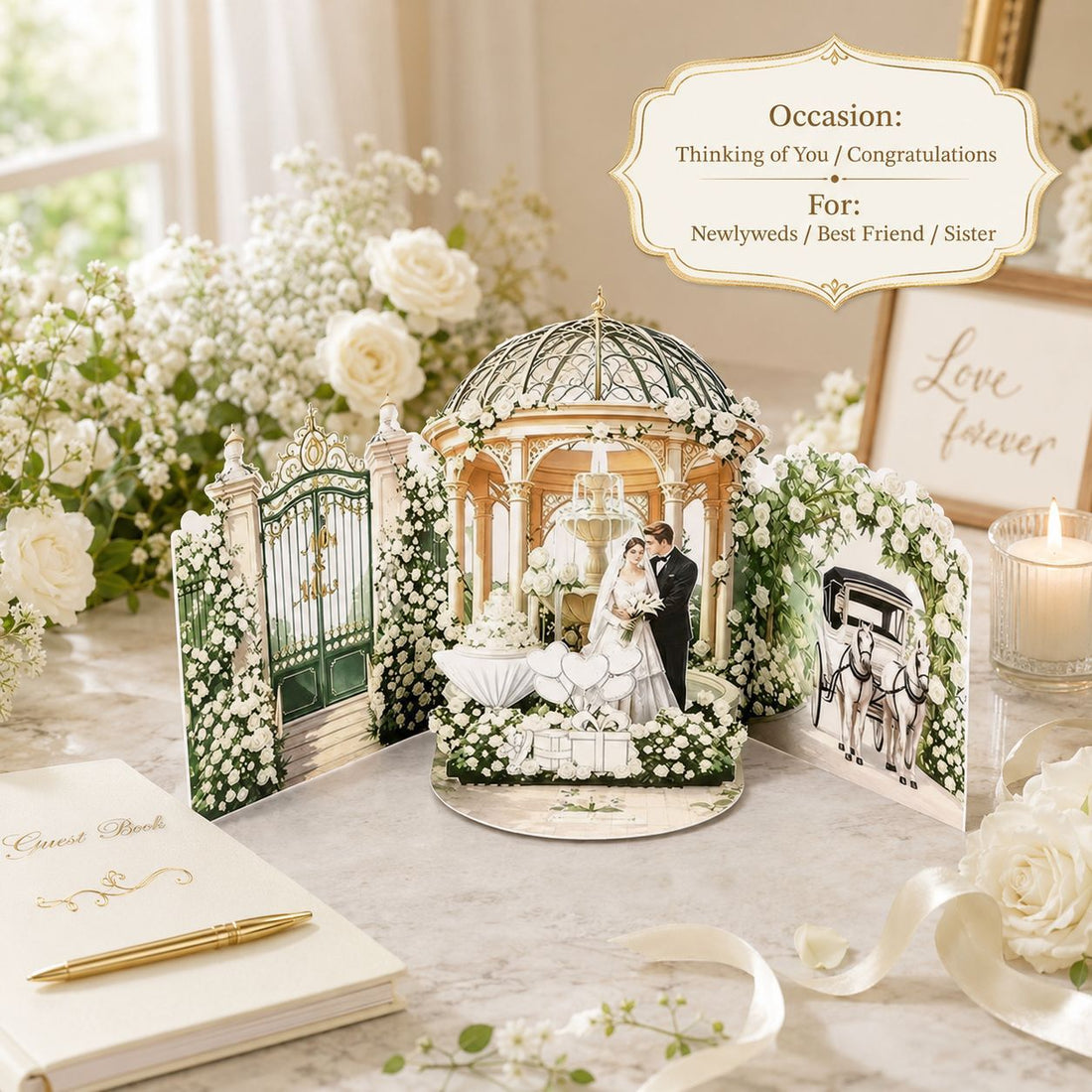 Luxurious 3D Pop-Up Wedding Gazebo Greeting Card