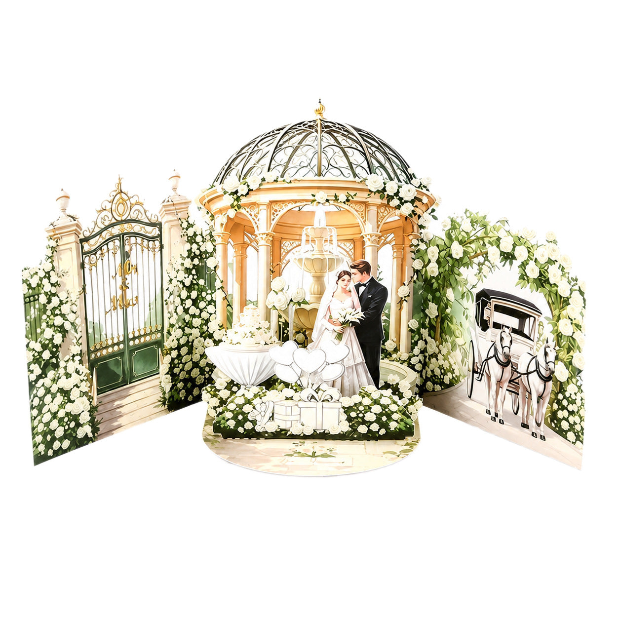 Luxurious 3D Pop-Up Wedding Gazebo Greeting Card
