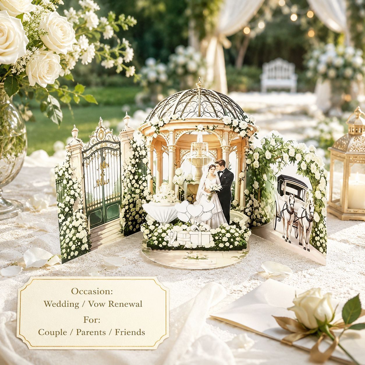 Luxurious 3D Pop-Up Wedding Gazebo Greeting Card