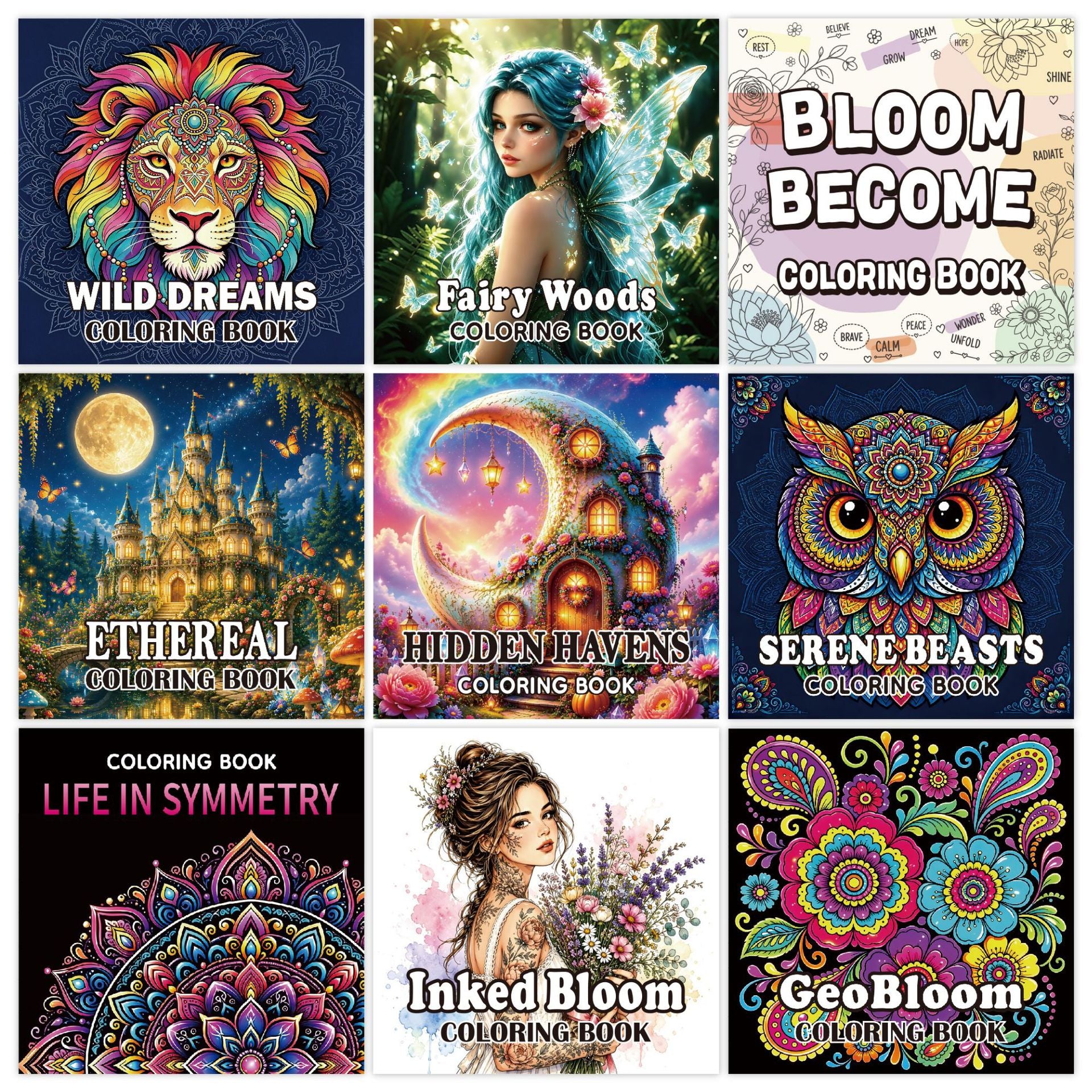 Mandala Floral Adult Coloring Book (24 Pages) – Stress Relief Creative Art Therapy for Watercolor & Doodling