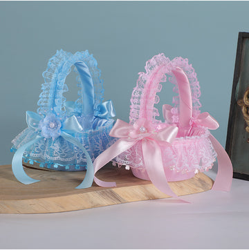 Multicolor Mini Flower Baskets – European-Style Baskets for Wedding Flower Girls, Baby Showers, or Candy