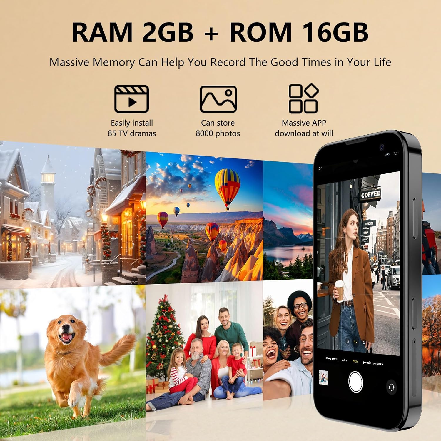 Mini Smartphone 3.0" HD Touchscreen - 3G Unlocked Android Compact Mobile Phone Gifts for Kids & Students | Smallest Cell Phone for Travel Backup & Digital Detox | WiFi, GPS, Face ID, Dual SIM