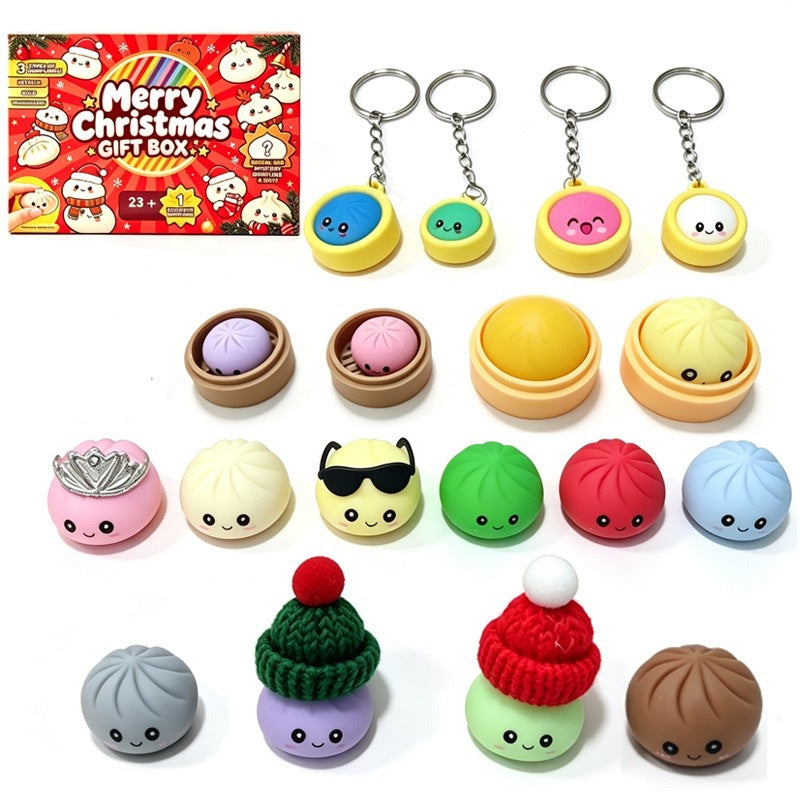 Mystery Dumpling Advent Calendar 2026 | Merry Christmas Squishy Fidget Stress Relief Gift Box