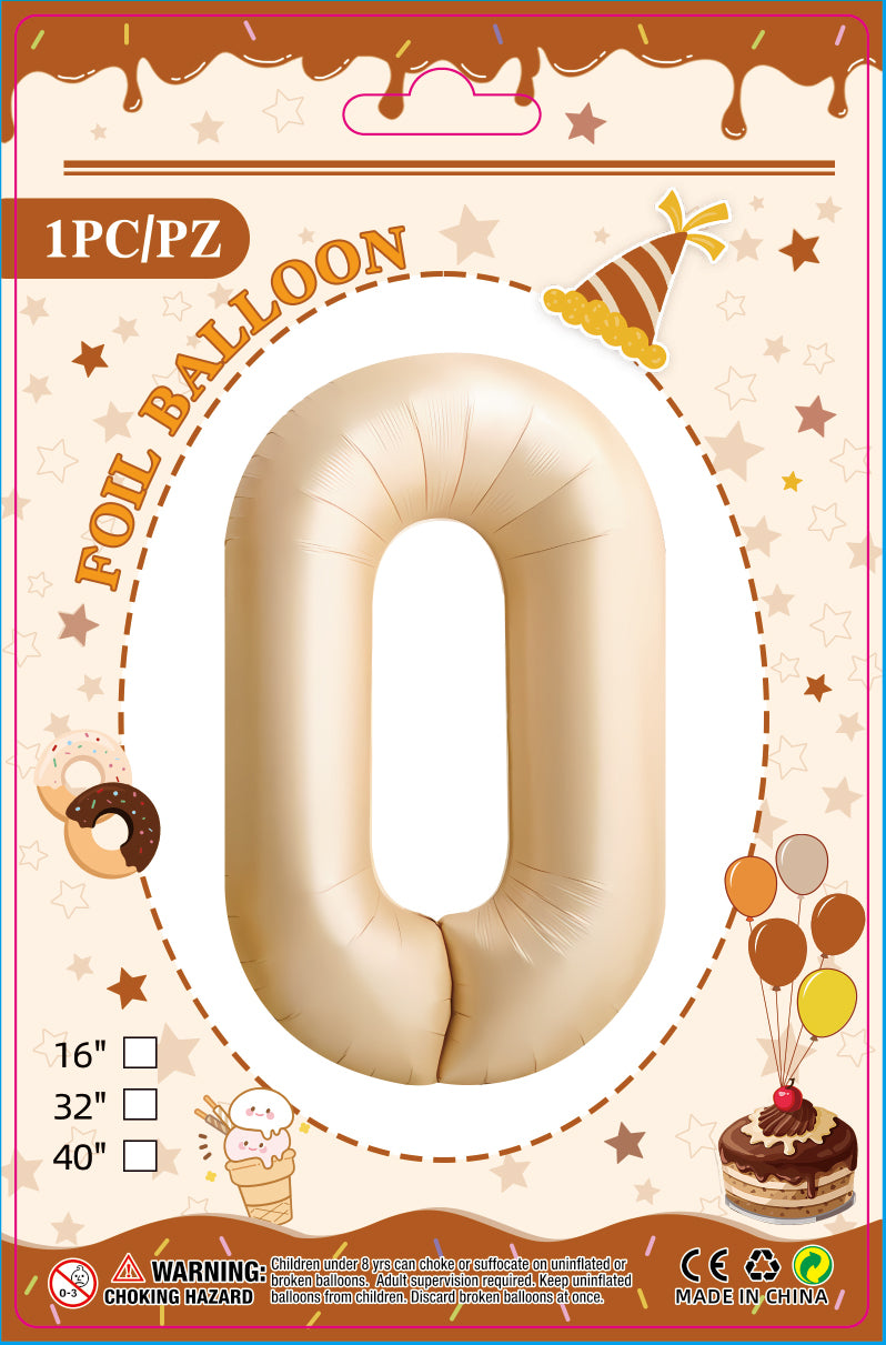 16"/ 32"/ 40 inch 0-9 Apricot Number Balloons with Individually Packaged