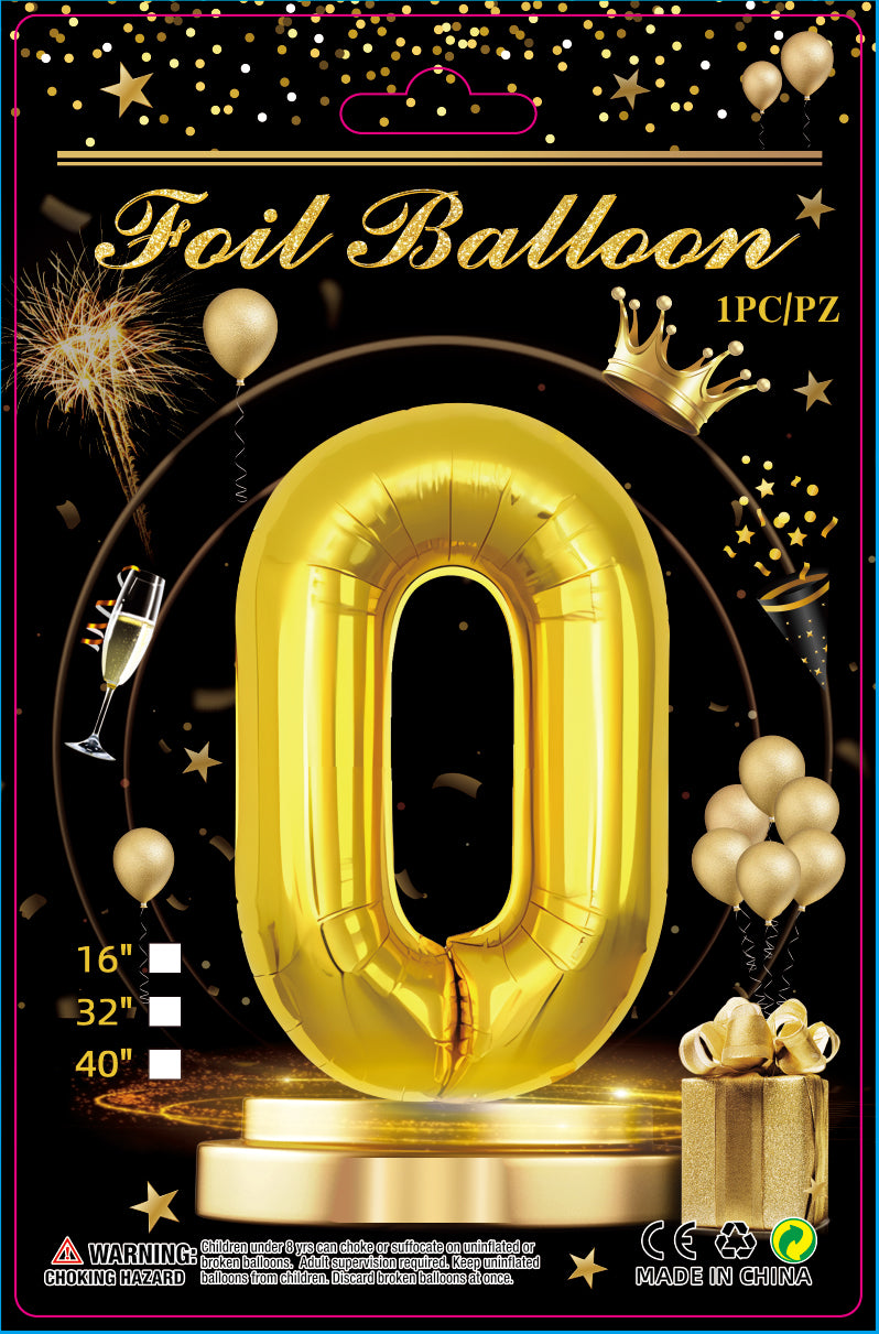 16"/ 32"/ 40 inch Number Balloons with Individually Packaged