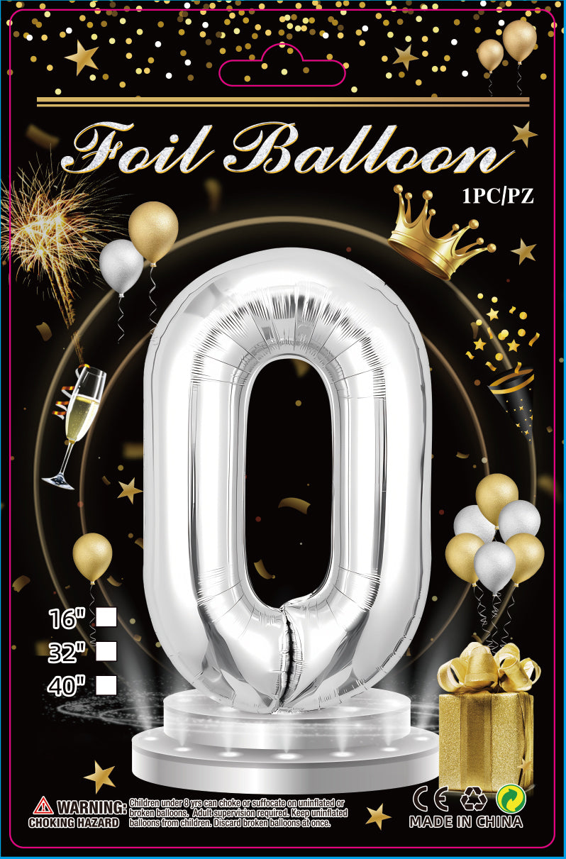 16"/ 32"/ 40 inch Number Balloons with Individually Packaged