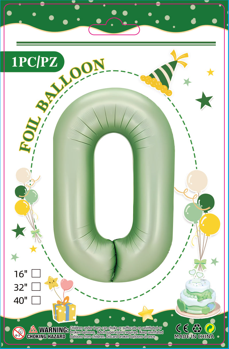 16"/ 32"/ 40 inch 0-9 Olive Green Number Balloons with Individually Packaged