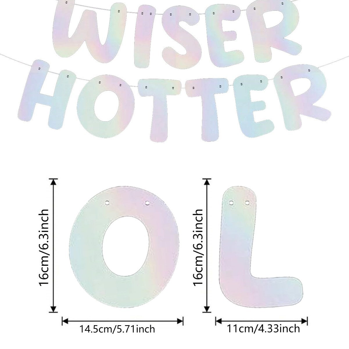 Older Wiser Hotter Pre-Strung Glitter Happy Birthday Banner Birthday Sign NO DIY
