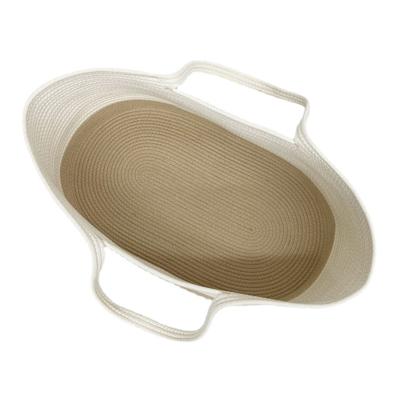 Portable Waterproof Printed Double-handled Cotton Rope Baby Basket with Handle for New Baby