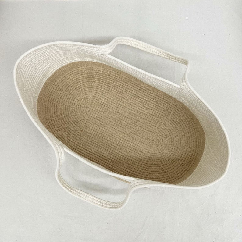 Portable Waterproof Printed Double-handled Cotton Rope Baby Basket with Handle for New Baby