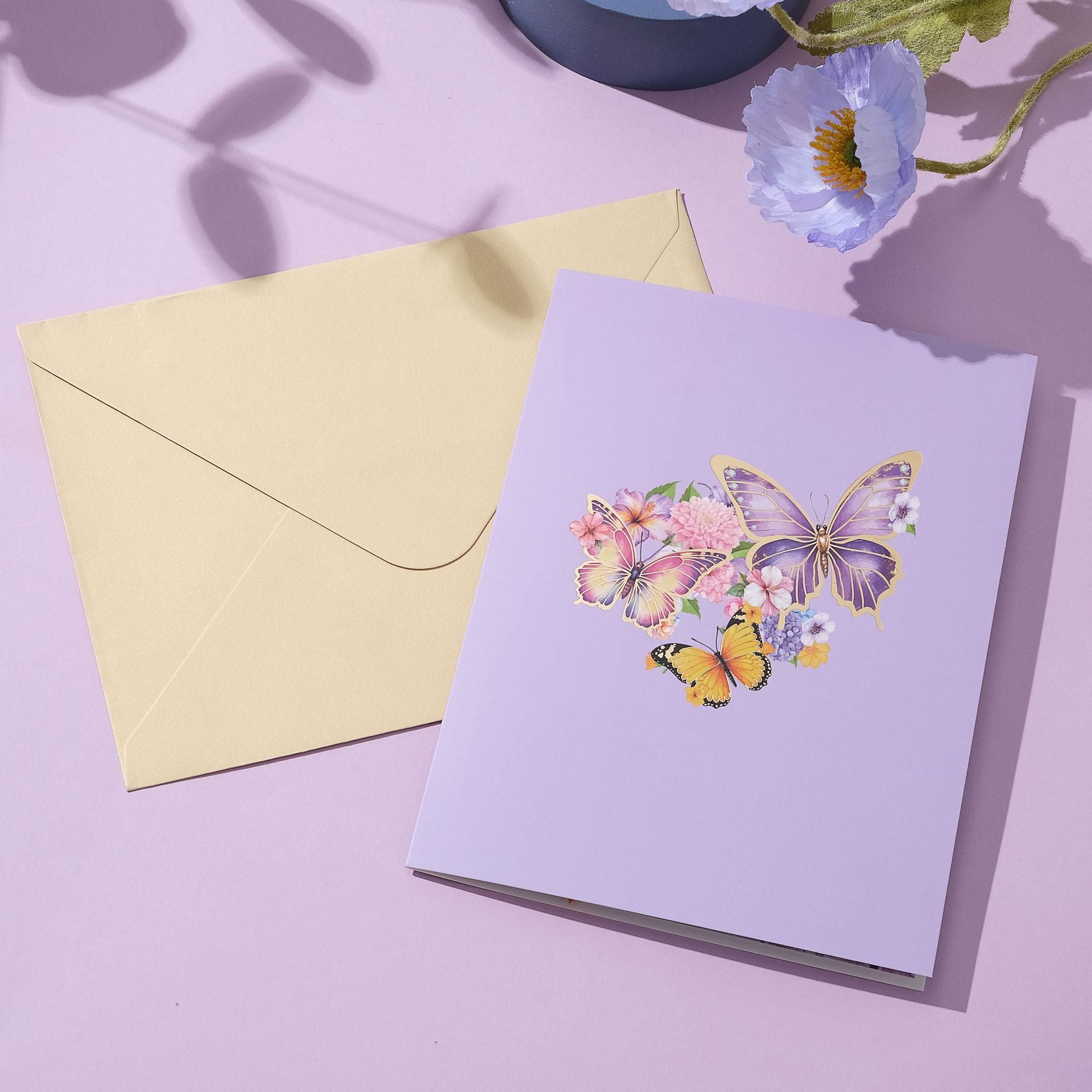 Purple Butterfly 3D Pop Up Greeting Cards, Gifts for Women/ Girl/ Girlfriend