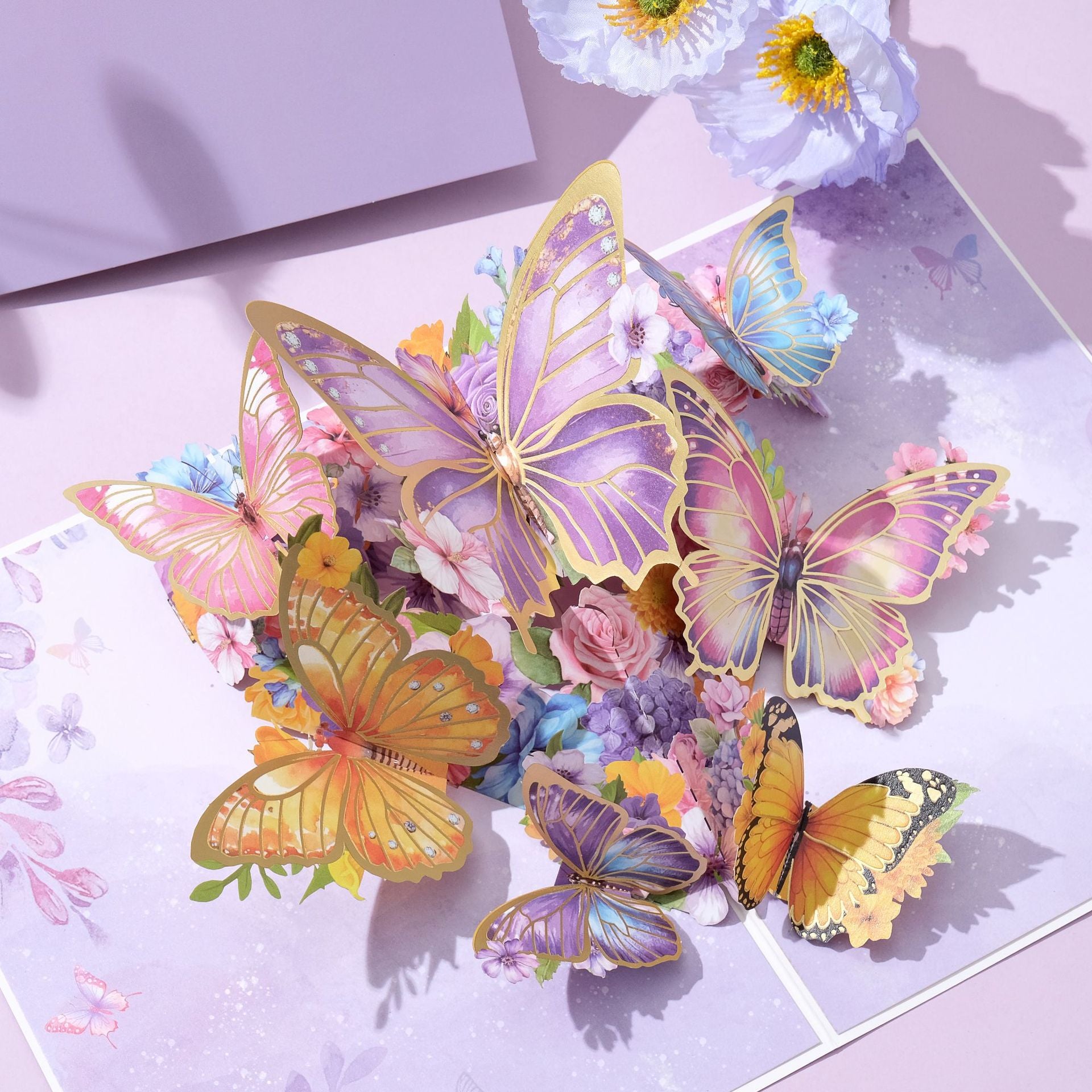 Purple Butterfly 3D Pop Up Greeting Cards, Gifts for Women/ Girl/ Girlfriend