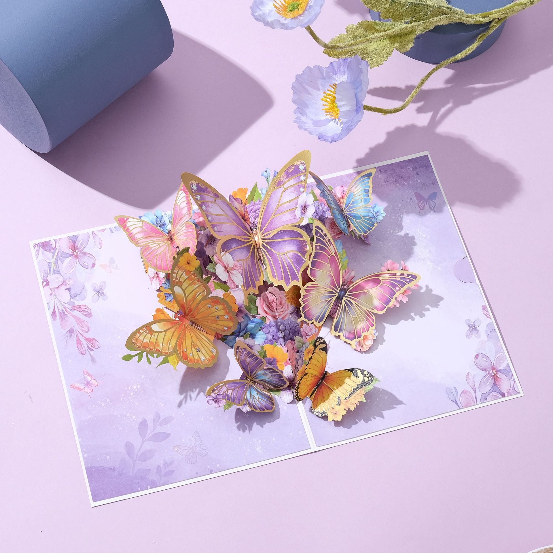 Purple Butterfly 3D Pop Up Greeting Cards, Gifts for Women/ Girl/ Girlfriend