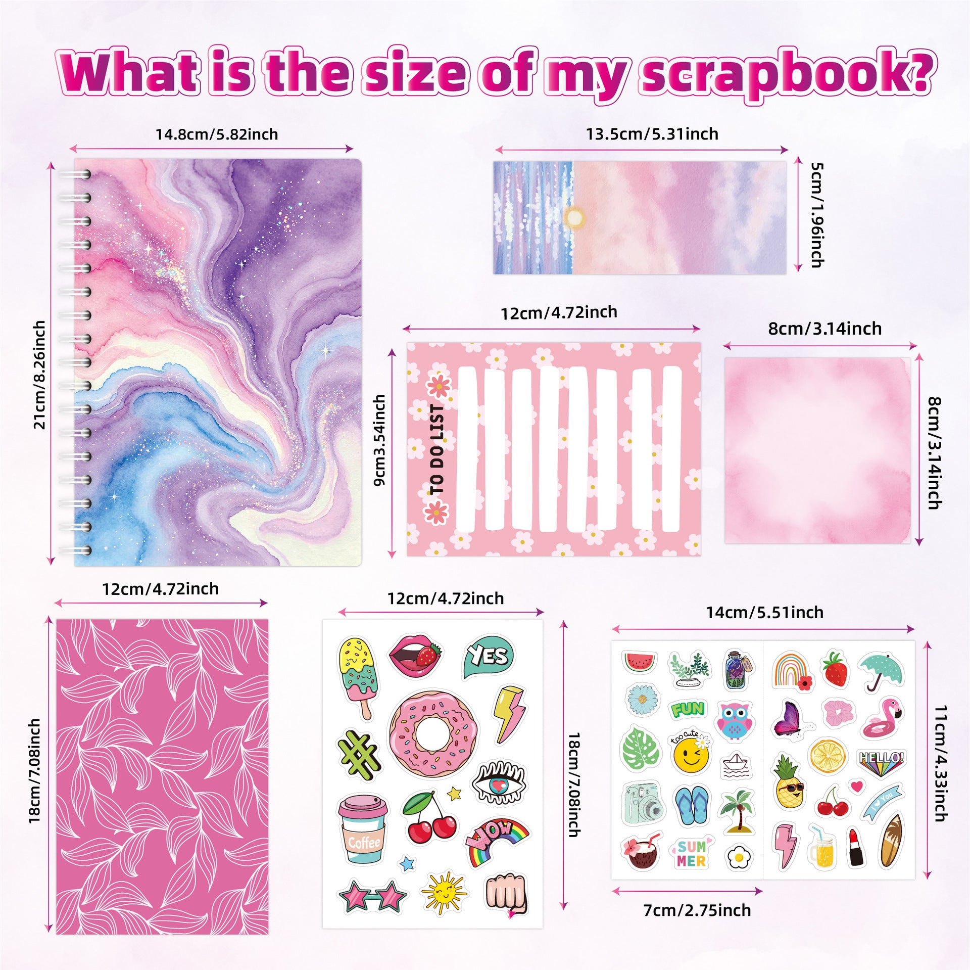 Purple DIY Journaling Set – Scrapbook Kit Gifts for Girls (Birthday Gift)