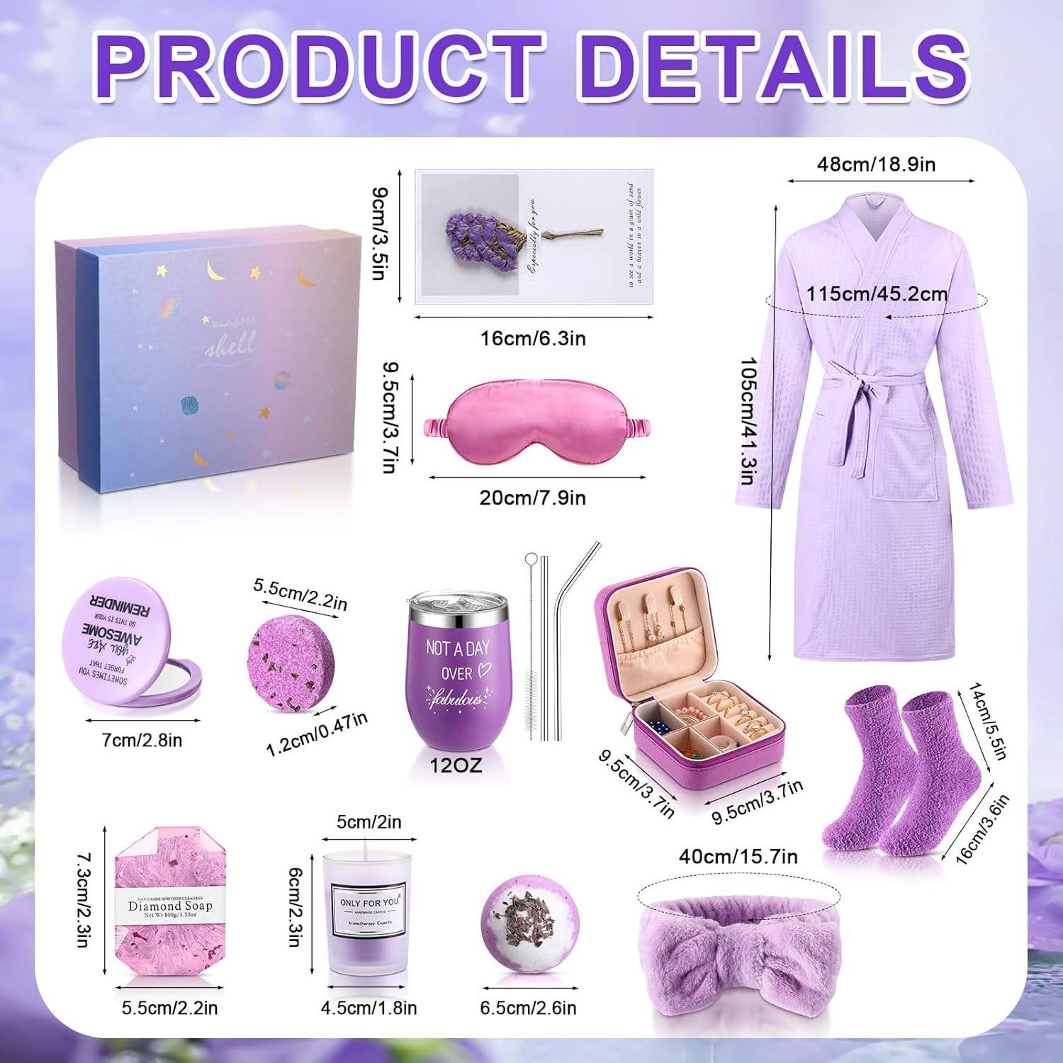 Mom Girlfriend Wife Valentines Spa 13Pcs Luxury Fashion Trend Gift Basket Set Mirrors Robe Jewelry Case