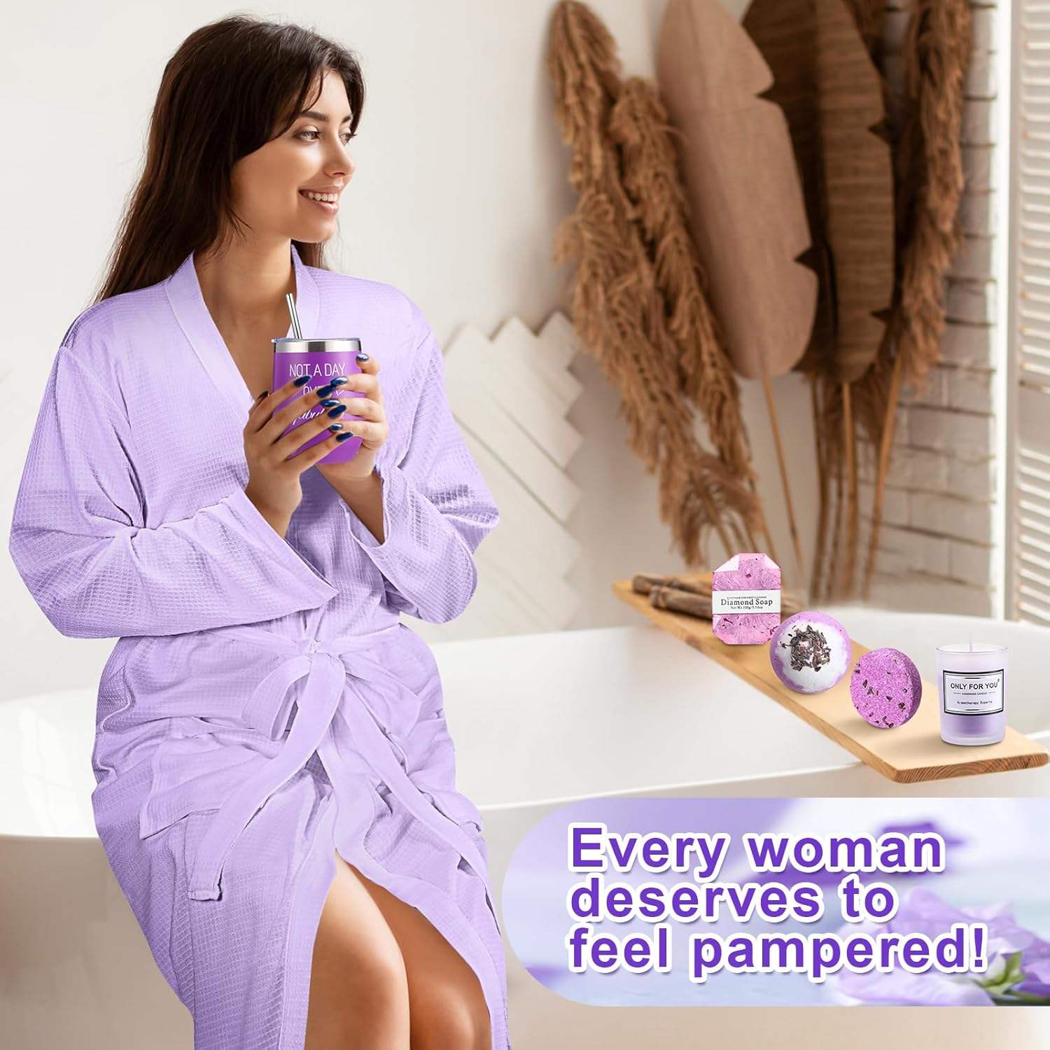 Mom Girlfriend Wife Valentines Spa 13Pcs Luxury Fashion Trend Gift Basket Set Mirrors Robe Jewelry Case