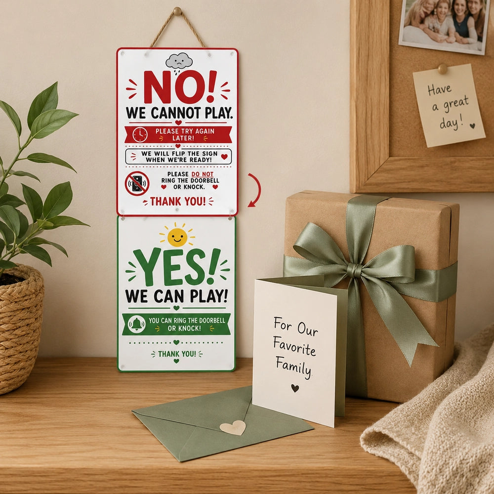 Reversible Kids Playtime Door Sign Gift for Parents– Yes/No Quiet Time Door Sign for Family Homes