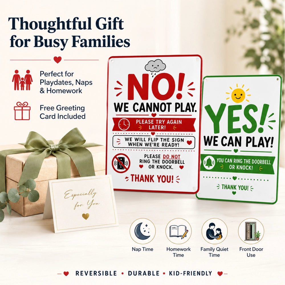 Reversible Kids Playtime Door Sign Gift for Parents– Yes/No Quiet Time Door Sign for Family Homes