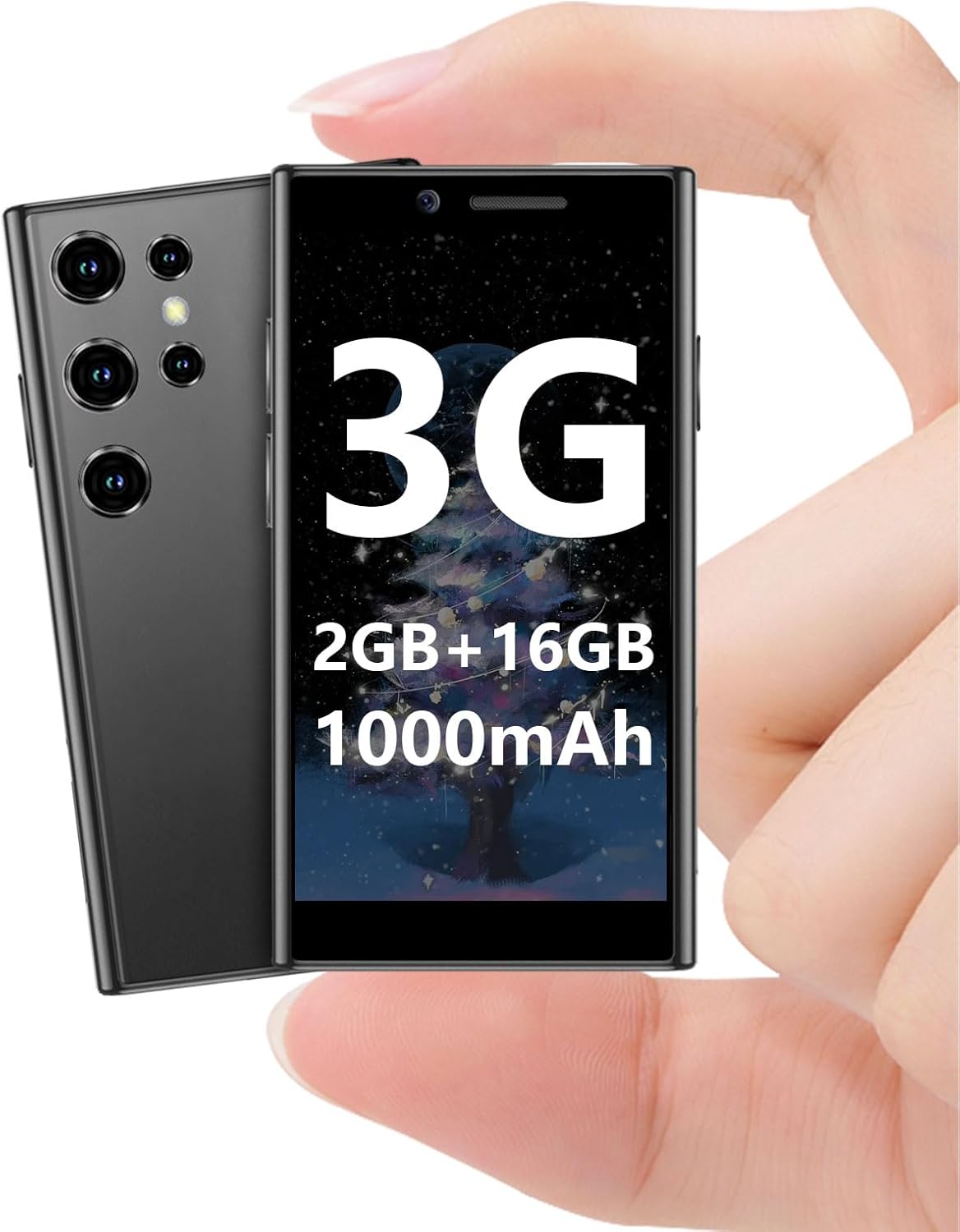 Mini Phone Unlocked, 3.0" HD Tiny Mini Smartphone for Kids, 2GB+16GB Android Kids Phone with Face ID, Small Pocket Cell Phone for Adults, GPS APP Download Little Mobile Phone