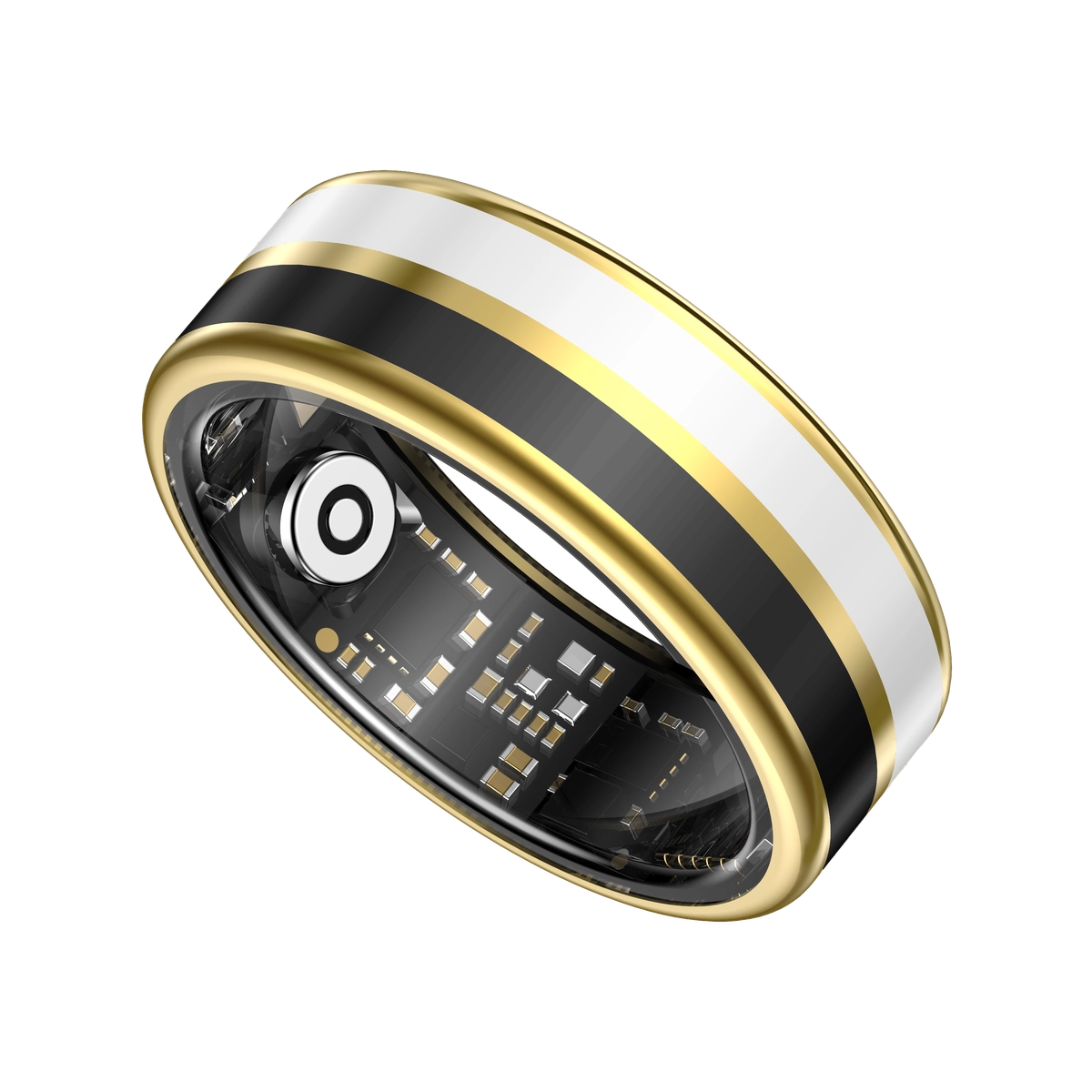 SY03 Gold Circle Smart Ring, Best Gifts for Her/ Him, Black/ White/ Pink Ring Sport Tracker