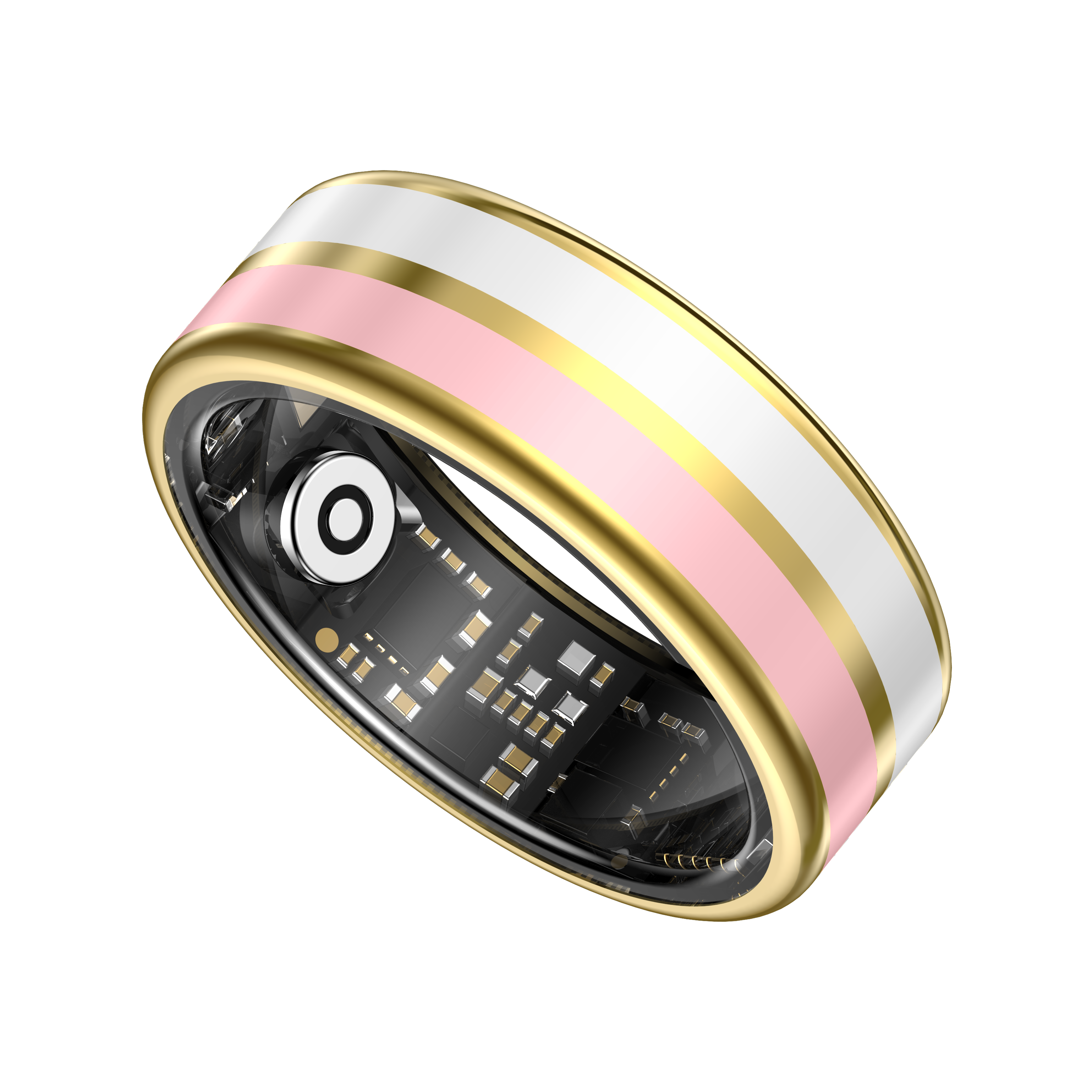 SY03 Gold Circle Smart Ring, Best Gifts for Her/ Him, Black/ White/ Pink Ring Sport Tracker