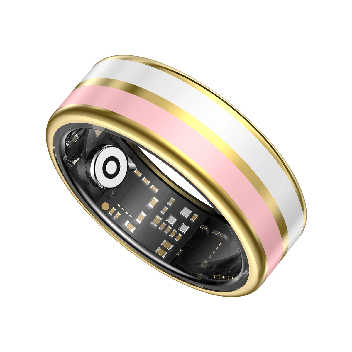 SY03 Gold Circle Smart Ring, Best Gifts for Her/ Him, Black/ White/ Pink Ring Sport Tracker