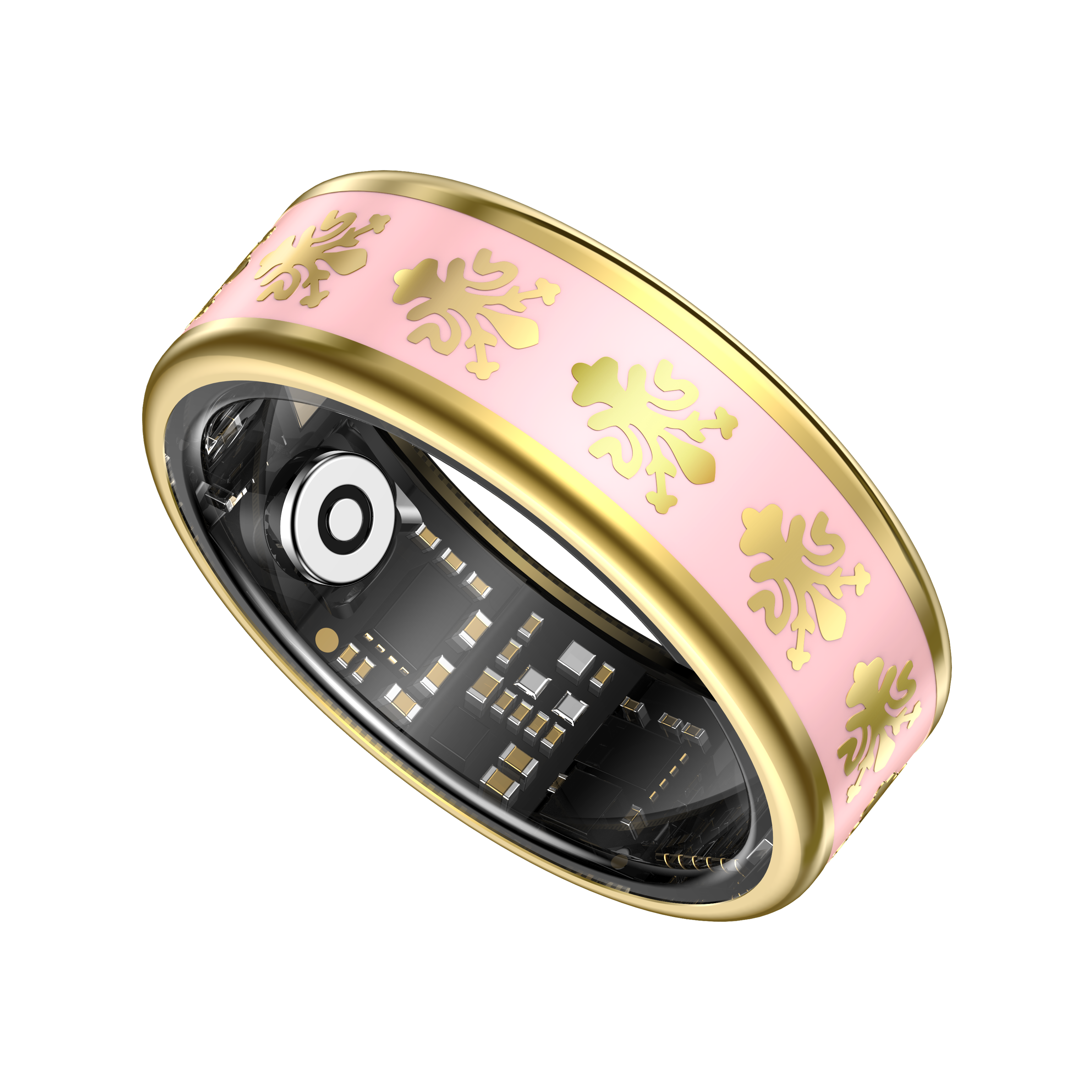 SY03 Gold Circle Smart Ring, Best Gifts for Her/ Him, Black/ White/ Pink Ring Sport Tracker