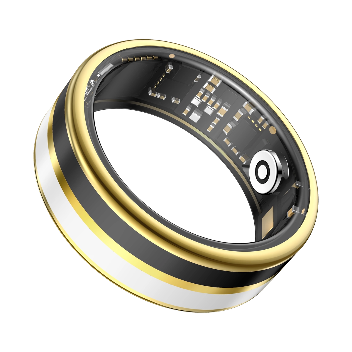 SY03 Gold Circle Smart Ring, Best Gifts for Her/ Him, Black/ White/ Pink Ring Sport Tracker