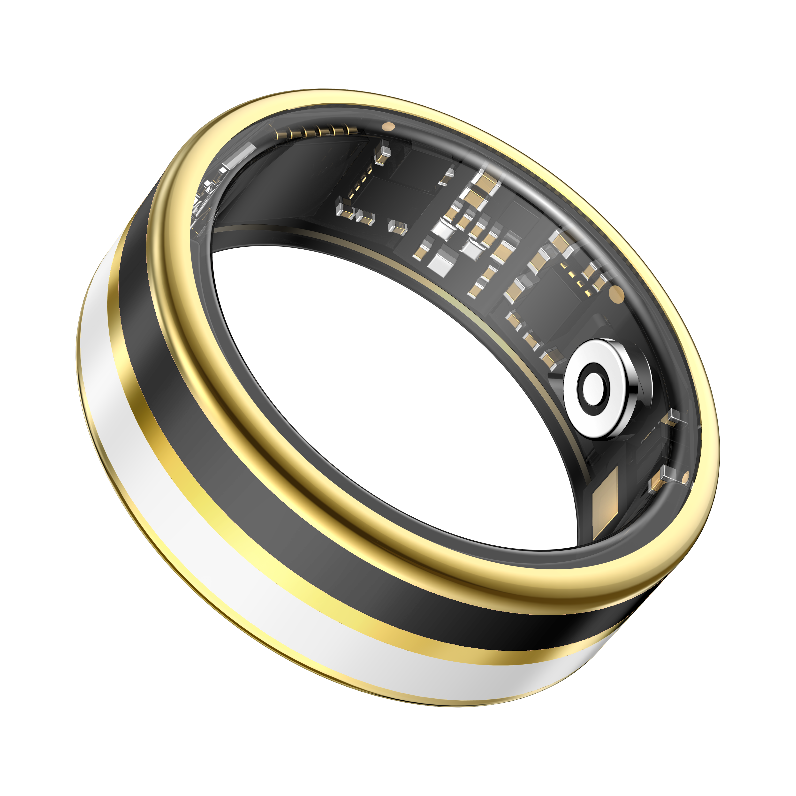 SY03 Gold Circle Smart Ring, Best Gifts for Her/ Him, Black/ White/ Pink Ring Sport Tracker