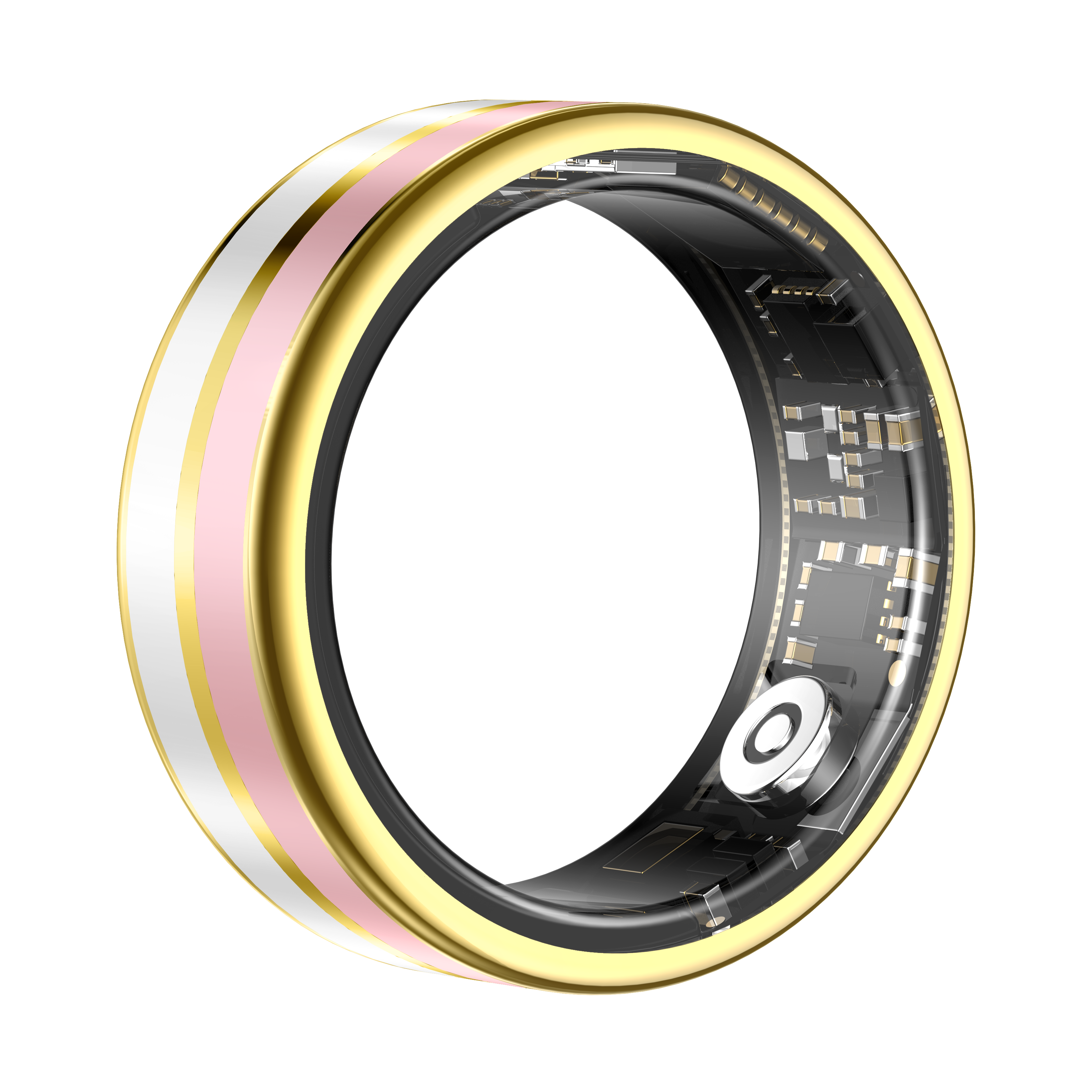 SY03 Gold Circle Smart Ring, Best Gifts for Her/ Him, Black/ White/ Pink Ring Sport Tracker