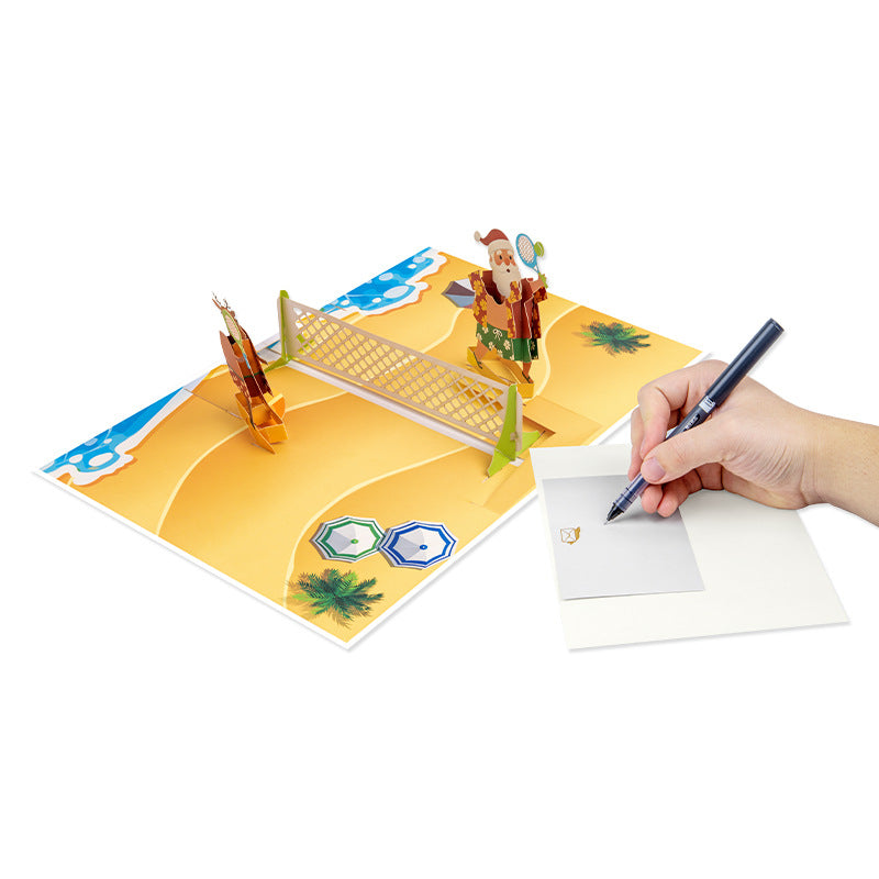 Santa Claus Playing Beach Volleyball Christmas Greeting Card