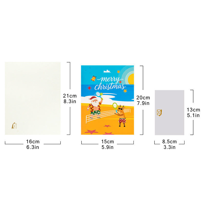 Santa Claus Playing Beach Volleyball Christmas Greeting Card