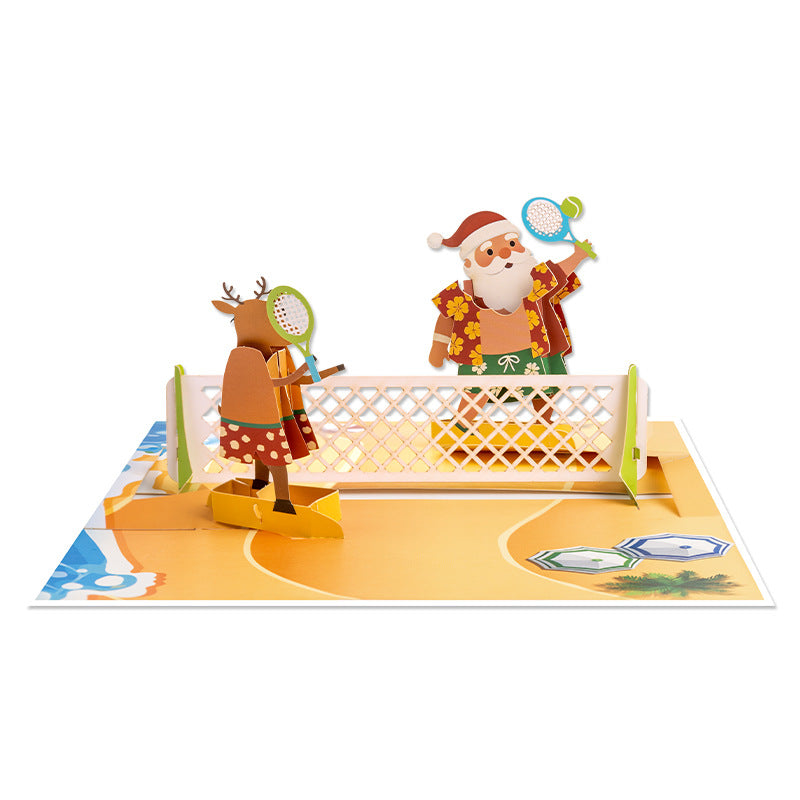 Santa Claus Playing Beach Volleyball Christmas Greeting Card