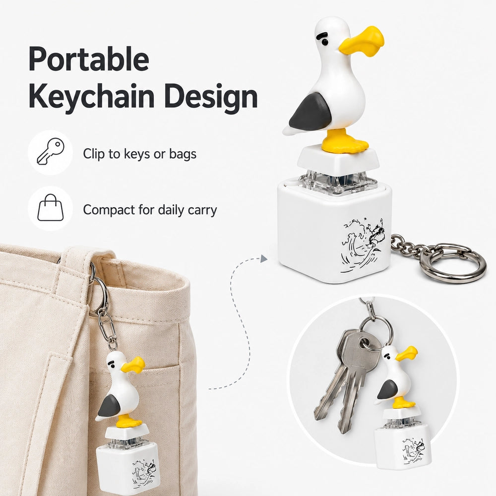 Funny Seagull Sound Button Keychain – Rechargeable LED Fidget Clicker Toy Gifts for Adults (2Pcs/4Pcs/8Pcs)