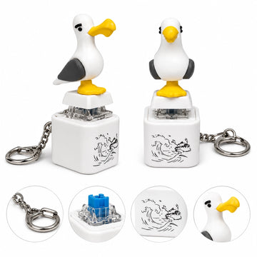 Funny Seagull Sound Button Keychain – Rechargeable LED Fidget Clicker Toy Gifts for Adults (2Pcs/4Pcs/8Pcs)