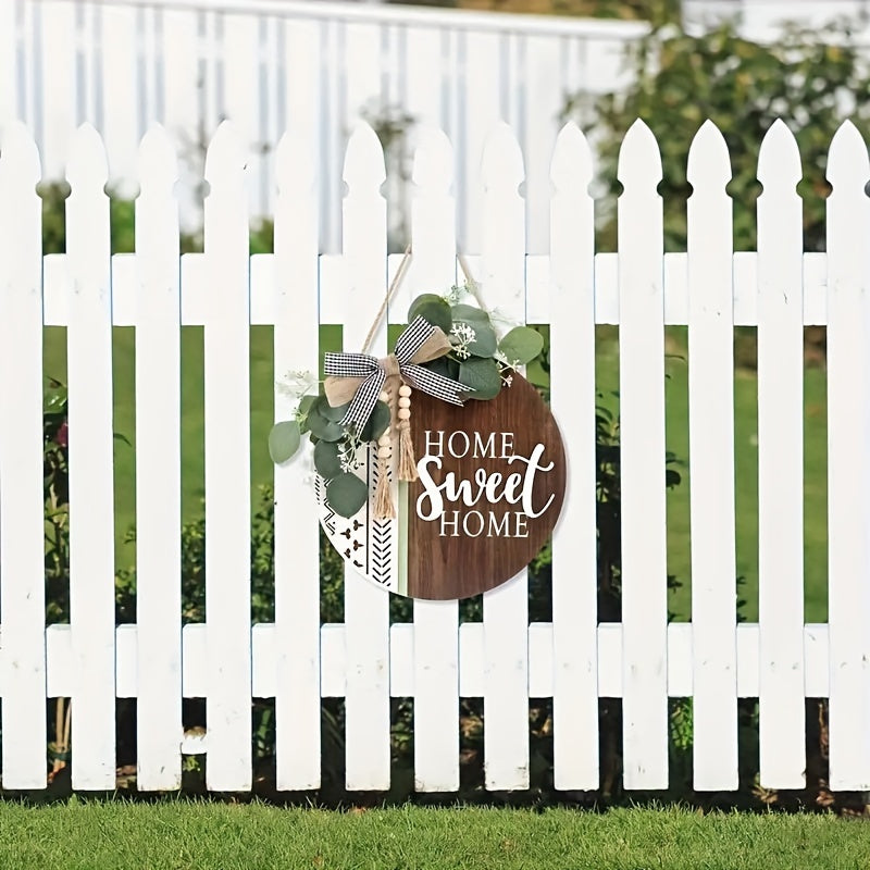 Interchangeable Seasonal Welcome Sign for Front Door, 12” Rustic Farmhouse Wreath Wall Decor, Housewarming Gift for New Home