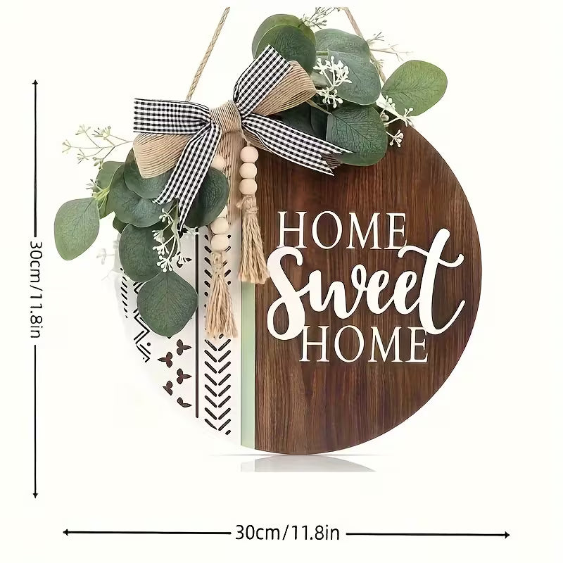 Interchangeable Seasonal Welcome Sign for Front Door, 12” Rustic Farmhouse Wreath Wall Decor, Housewarming Gift for New Home