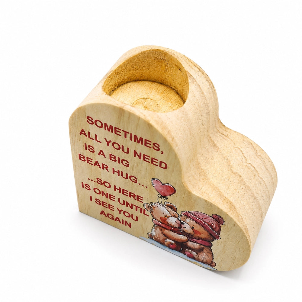 Personalized Name/Photo Custom Wooden Heart Tea Light Candle Holder – Sublimation Gift Keepsake