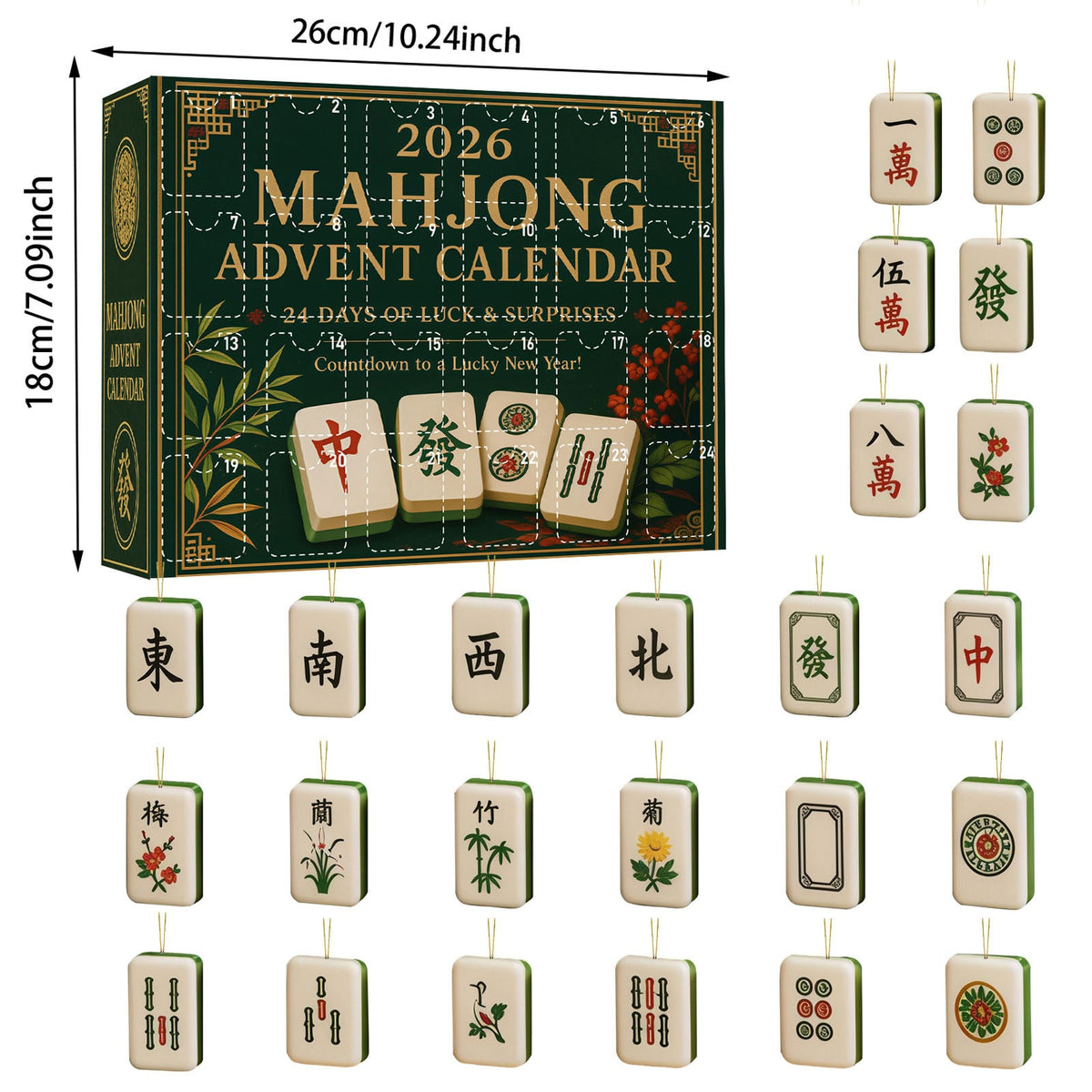 Summer Mahjong Advent Calendar – 24 Acrylic Ornaments