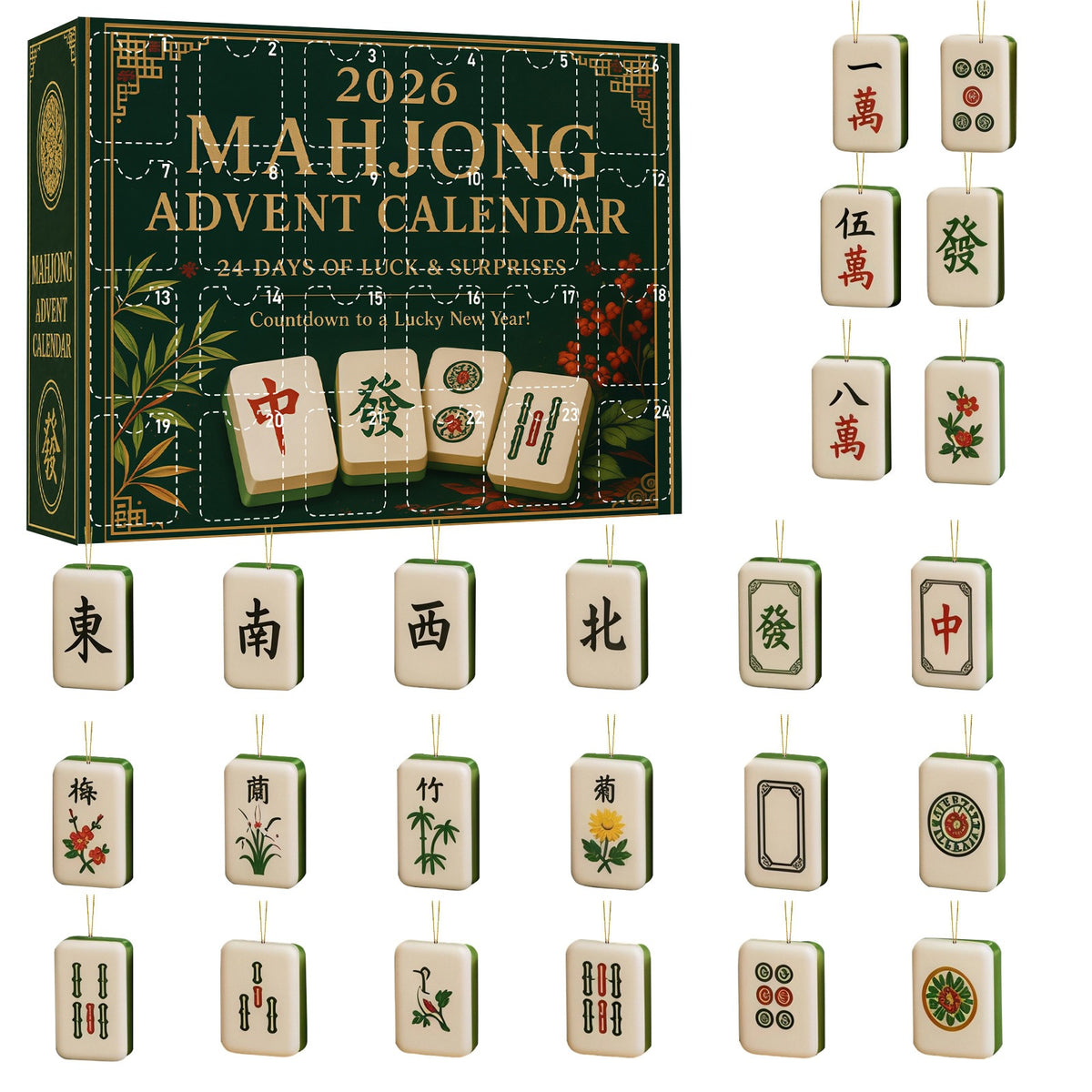 Summer Mahjong Advent Calendar – 24 Acrylic Ornaments