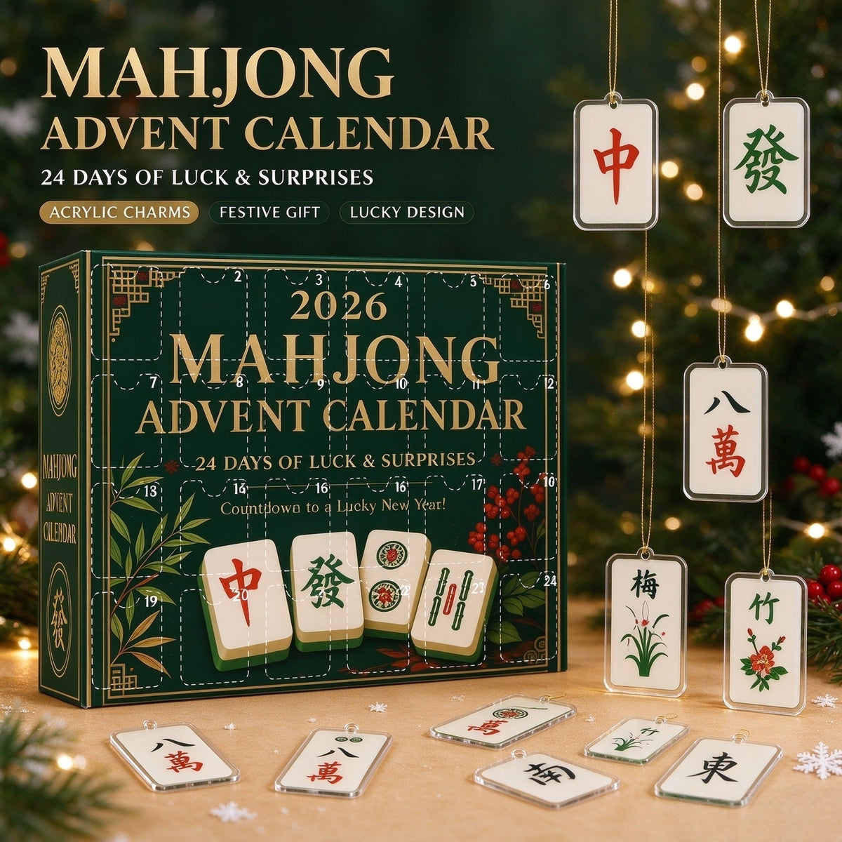 Summer Mahjong Advent Calendar – 24 Acrylic Ornaments